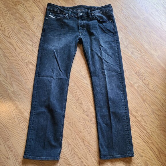 DIESEL INDUSTRY VIKER REGULAR STRAIGHT JEANS STRETCH DENIM VINTAGE BLACK WASH 36 - Picture 2 of 6